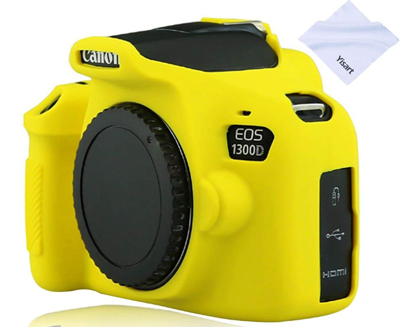 Yisau حافظة كاميرا يساو لكاميرا كانون EOS Rebel T6 T7، غلاف كاميرا من مطاط السيليكون قابل للفصل لحماية EOS 1300D Rebel T6/ EOS 1500D Rebel T7 KISS X90 (أصفر) - Image 1